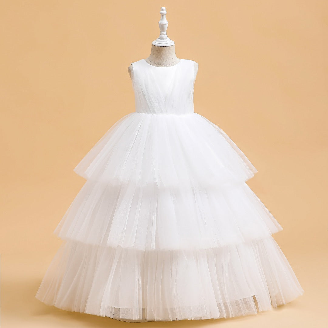Girls White long Dress Birthday & Party 140 cm (8-10 Year)